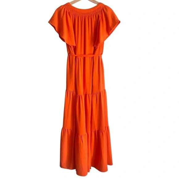 Calvin Klein Flutter Sleeve Tiered A-Line Maxi Dress Size 8 NWT - Picture 2 of 6